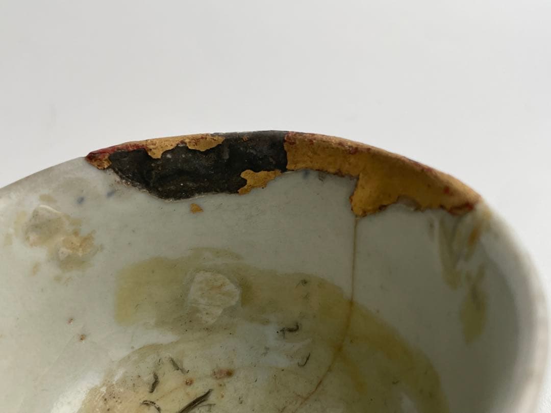 骨董 アンティーク 初期伊万里 染付 薺文 盃 酒器 酒盃 杯 金継ぎ 金