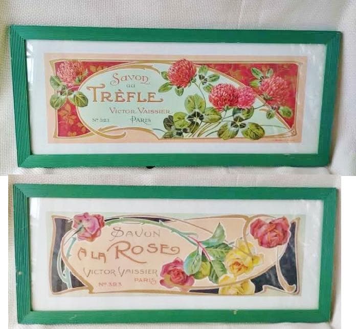 Thomas Cathey アートフレーム パリ サボンパッケージ 額絵 ローズ