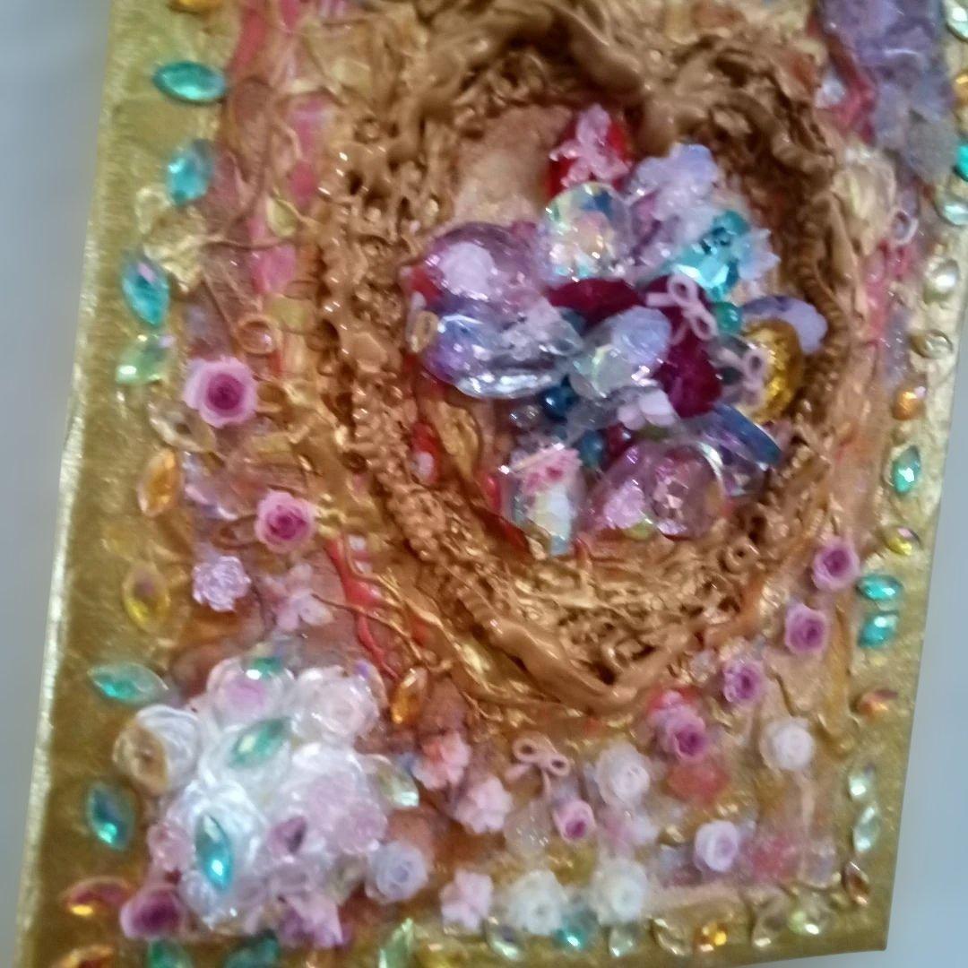 壁掛けアート　ハートアート♥️　金箔漆等使用　縁結び　良縁祈願　　　一点物