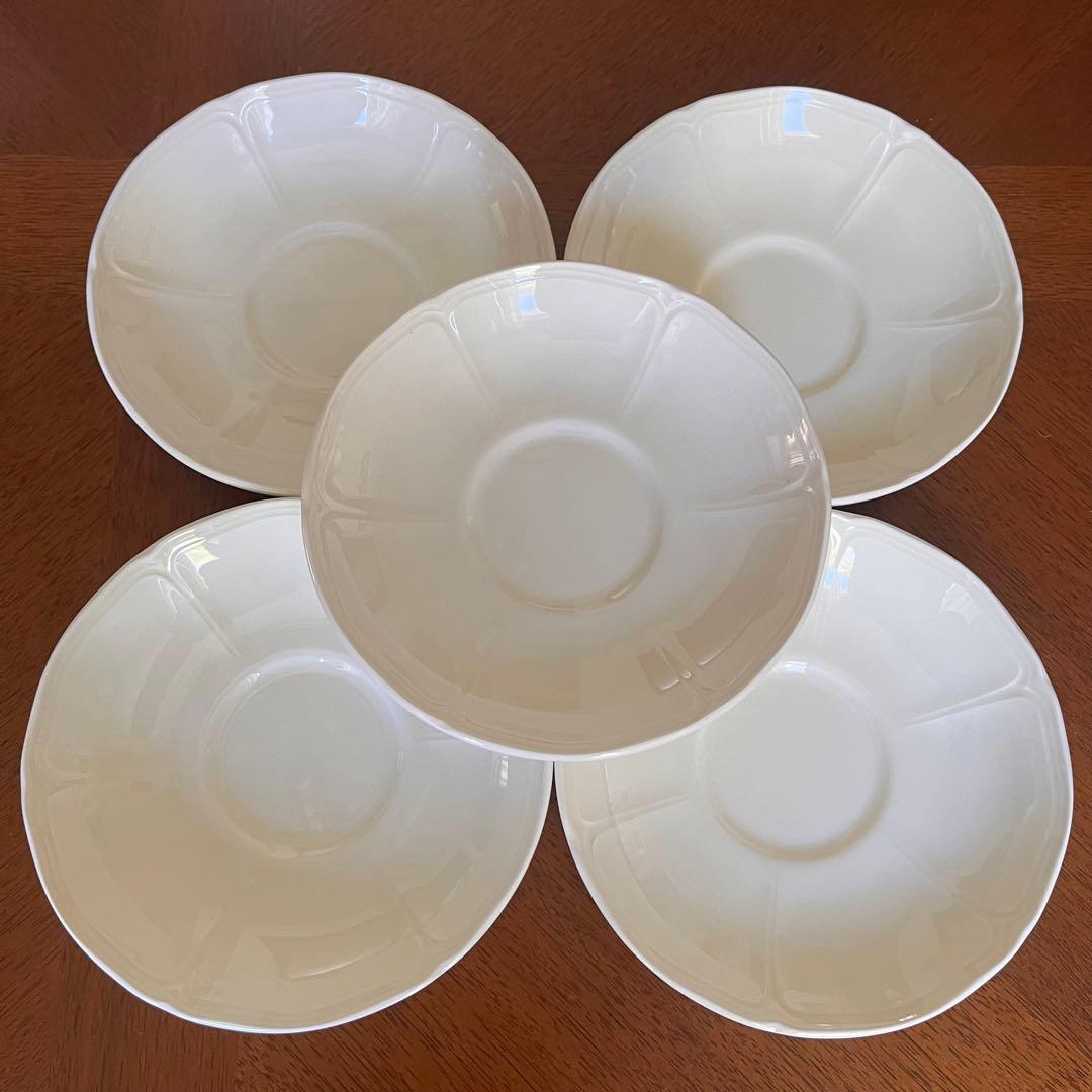 【黒壺美品】ウェッジウッド★クイーンズプレーン★花リムC/S 5客