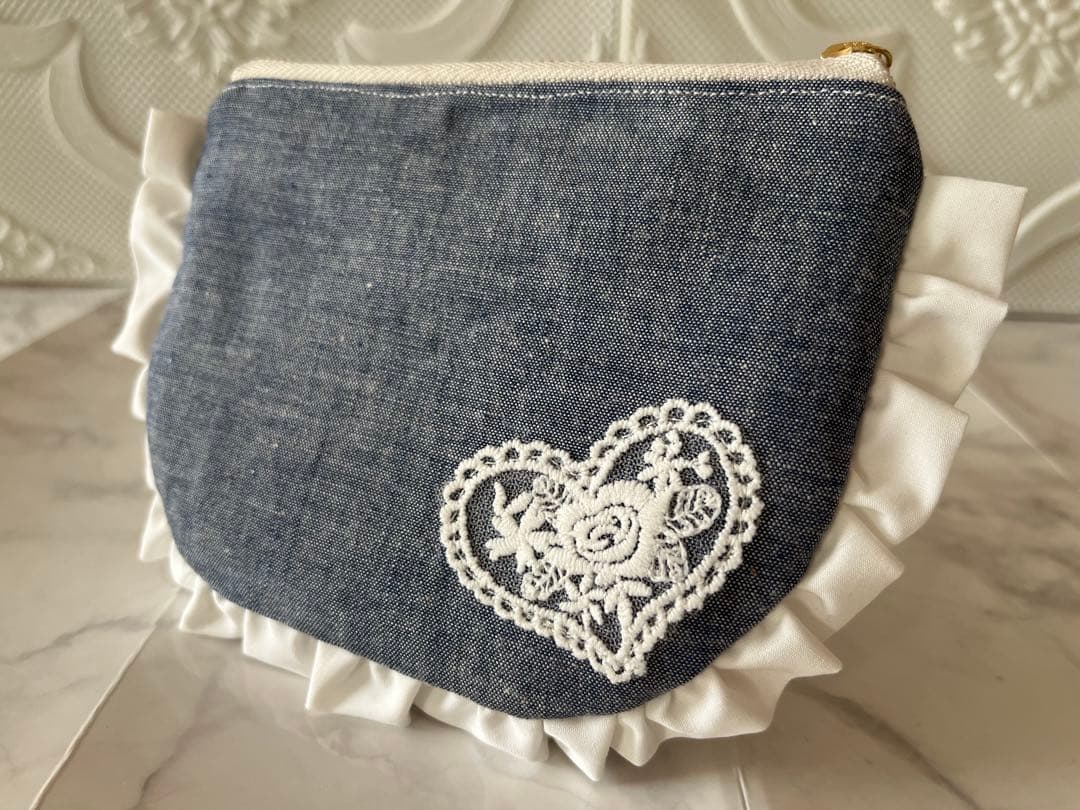 ☆*☆様 コヤンイサムチョン フリル トートバック ポーチ デニム 猫 キャット