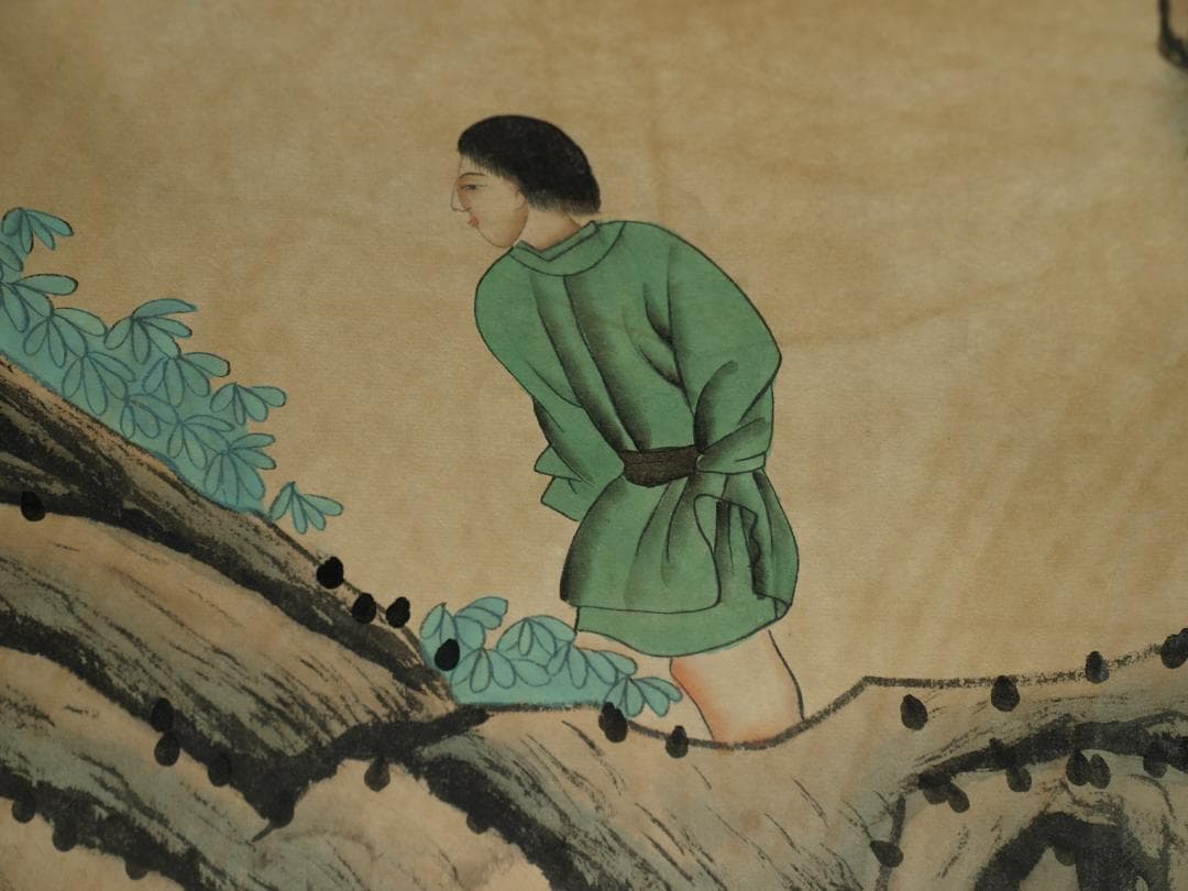 中国清時代の人物図 肉筆絵 激安骨董品 古美術 BD089A2-3 - 書