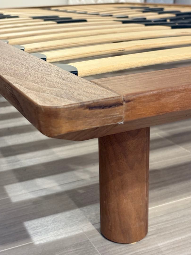 ※値下反映中 無印良品 木製ベットフレーム セミダブル ウォールナット（脚付き）