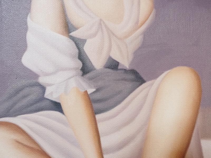 値下げ】人物・美人画 油絵 東郷青児 F6号 郷愁 額付き 手描き 肉筆