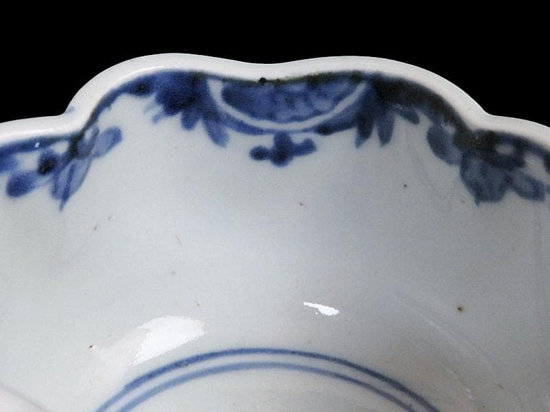 古伊万里 染付 山水の図 変形向付 2客 B072AS-fbvb