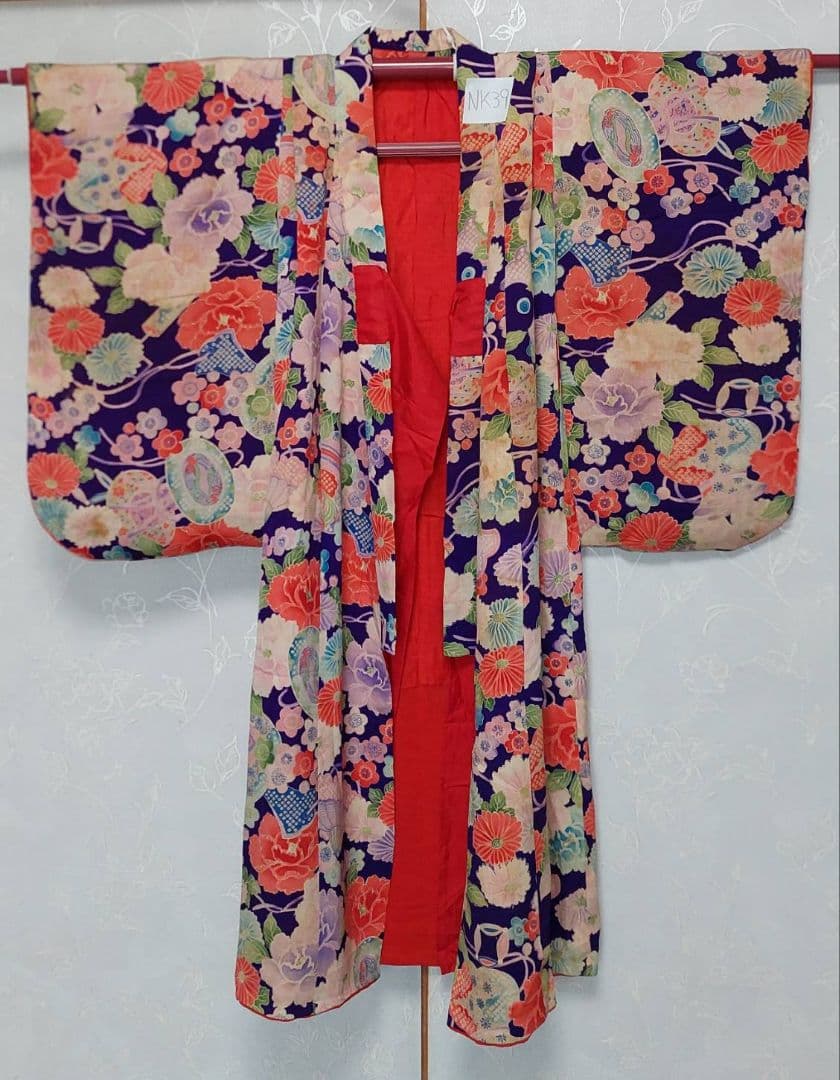 NK39アンティーク子供着物正絹着丈97センチ裄丈41センチ