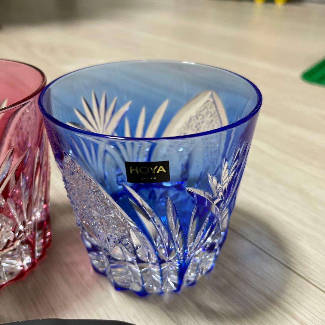 未使用】HOYAクリスタル 色被せ 江戸切子 ロックグラス ペア - メルカリ