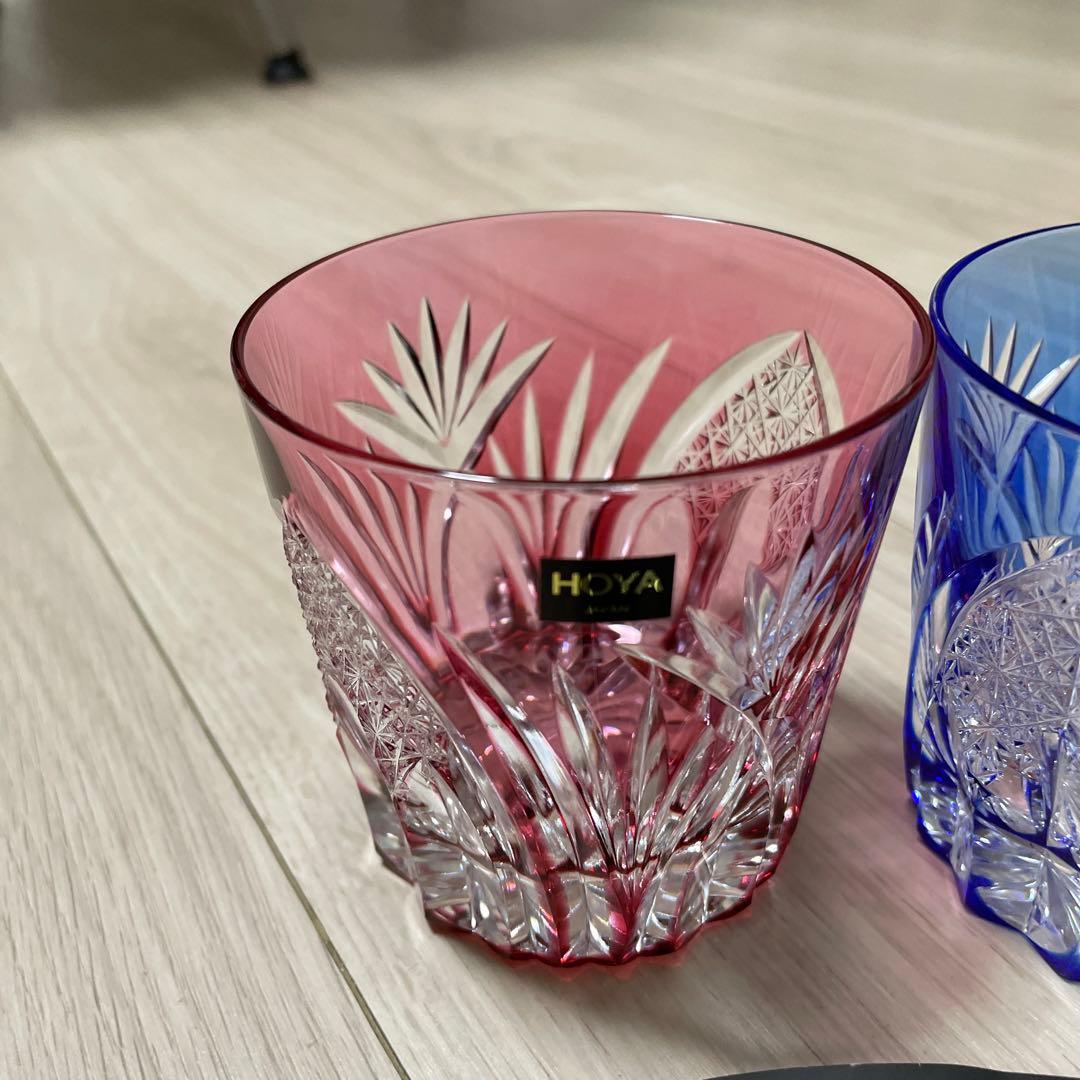 未使用】HOYAクリスタル 色被せ 江戸切子 ロックグラス ペア - メルカリ