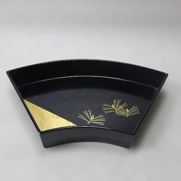 漆器 扇形 菓子器 金蒔絵 寿末広 菓子器揃「准志作」天然木 本漆器