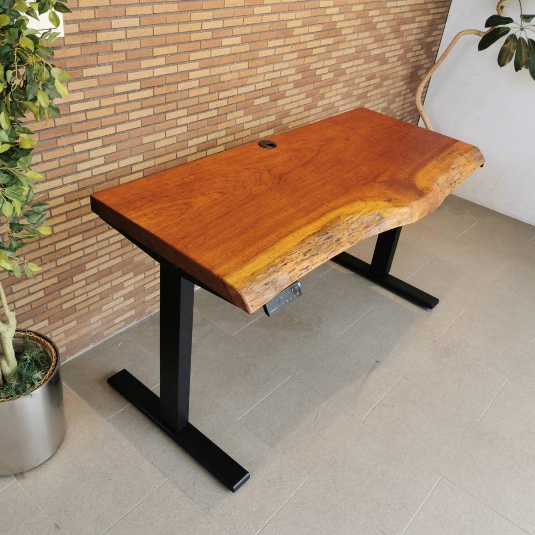 ♥CREER ブビンガ 無垢一枚板 昇降スタンディングデスク