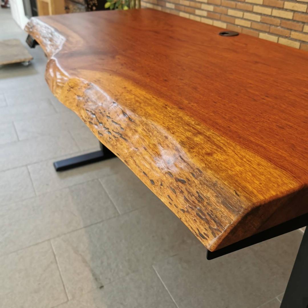 ♥CREER ブビンガ 無垢一枚板 昇降スタンディングデスク