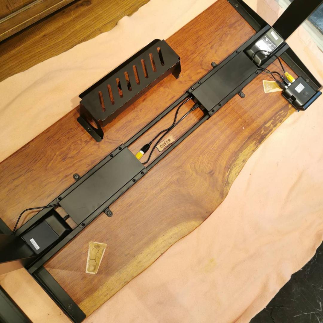 ♥CREER ブビンガ 無垢一枚板 昇降スタンディングデスク