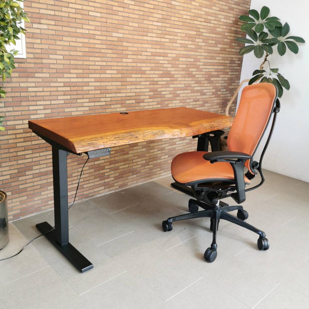 ♥CREER ブビンガ 無垢一枚板 昇降スタンディングデスク