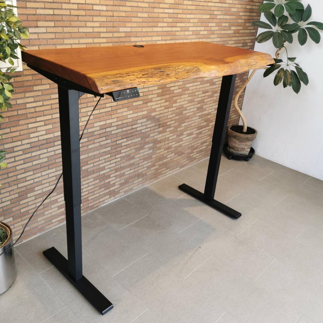 ♥CREER ブビンガ 無垢一枚板 昇降スタンディングデスク
