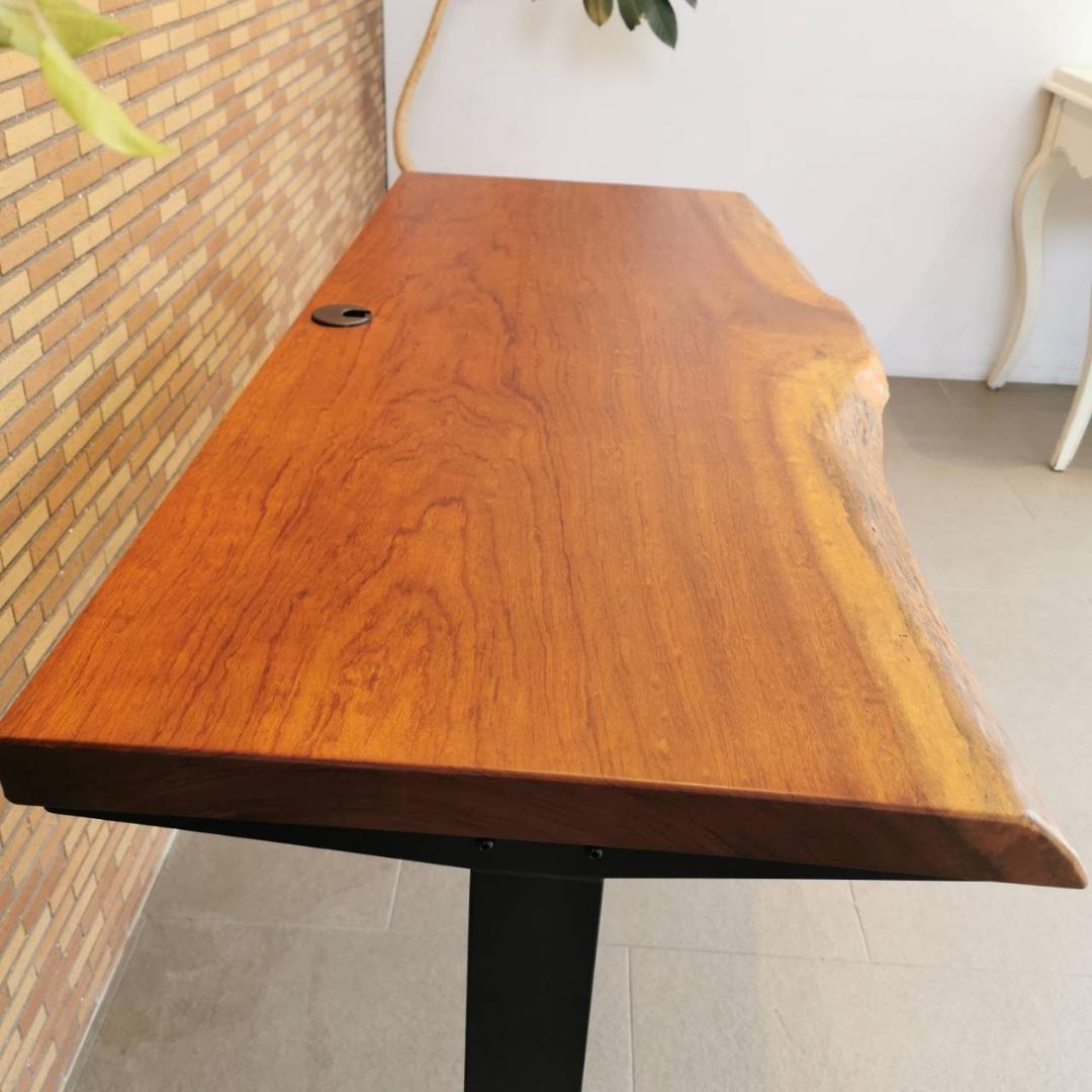 ♥CREER ブビンガ 無垢一枚板 昇降スタンディングデスク