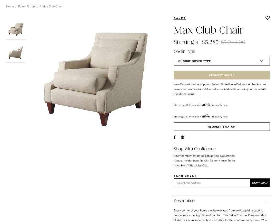 ✨高級家具 Baker Furniture 1人掛けソファ アームチェア ◎K1