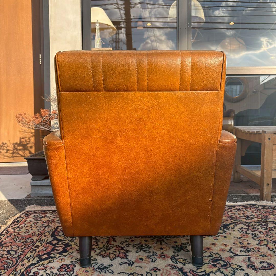 ビンテージ　レザーチェア　木製アームレスト　応接セット 2/2