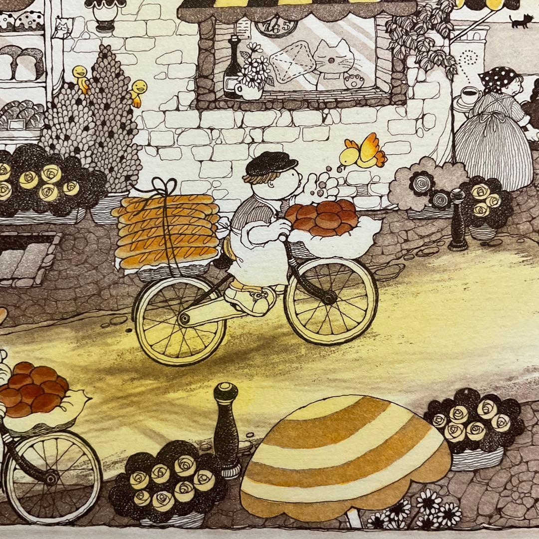 絵画・額縁・版画・上砂 理佳・銅版画・パン屋少年の朝・美術品