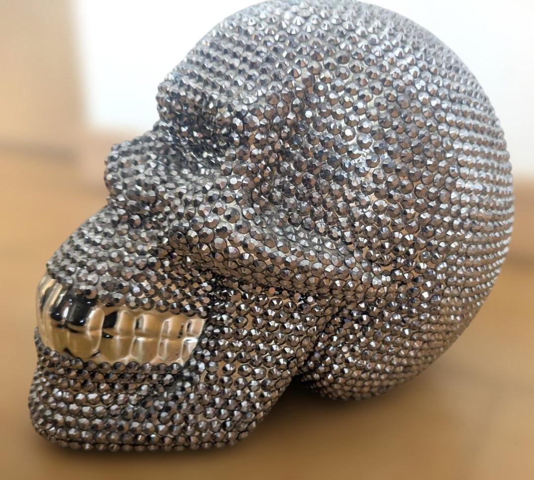 送込美品！KARE廃盤スカルクリスタルシルバー貯金箱スワロフスキードクロ