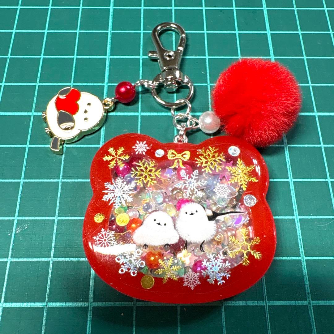 6822☆ シマエナガ　シェイカー　キーホルダー　レジン　ハンドメイド