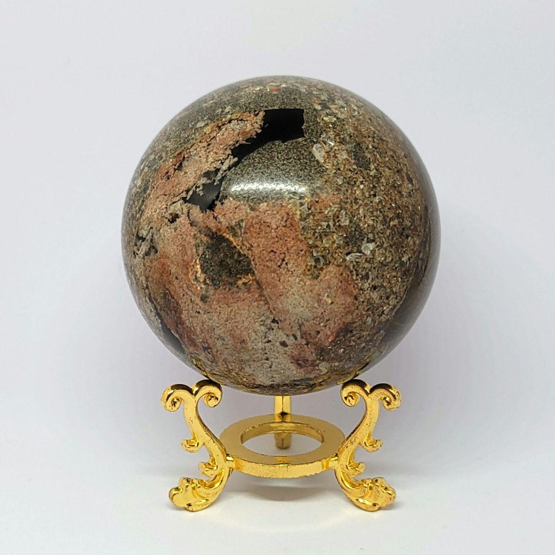 ☆天然石☆ゴールドルチルクォーツ ガーデン共生 スフィア　丸玉