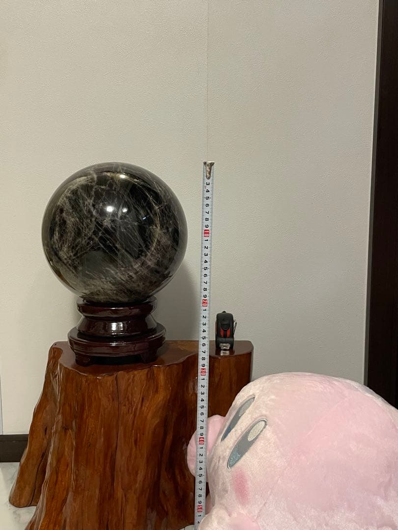 ✨【1点限り】✨モリオン丸玉　黒水晶　20.3kg 255mm 台座付き