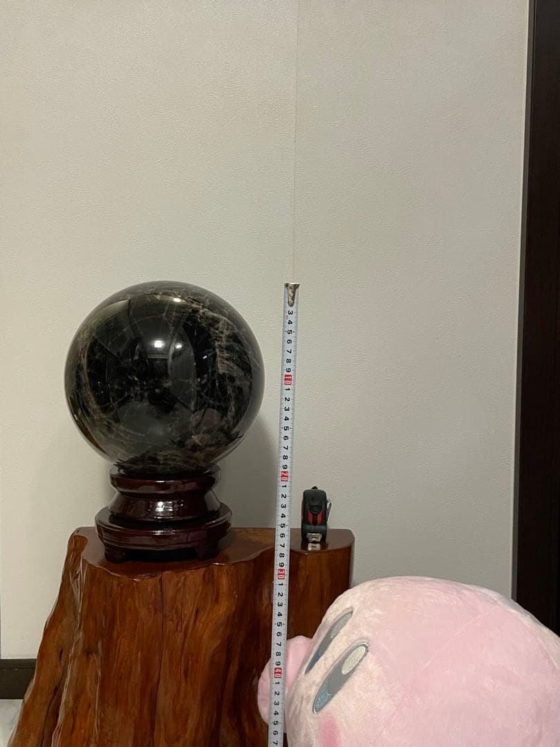 ✨【1点限り】✨モリオン丸玉　黒水晶　20.3kg 255mm 台座付き