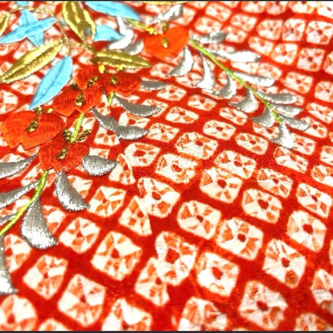 【高級】お宮参り 七五三 3歳 着物セット 紅白 金駒刺繍 絞り