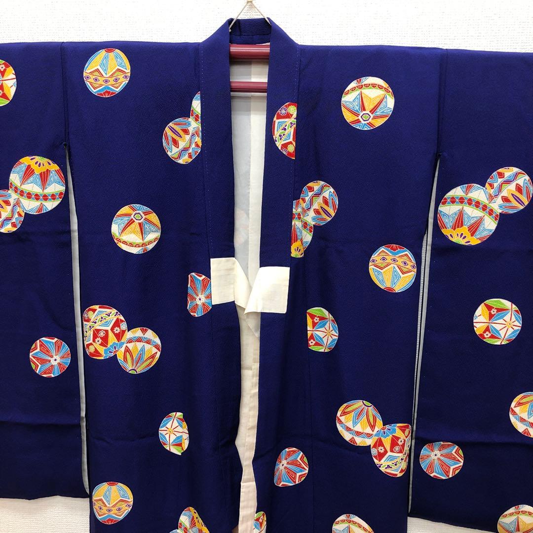 正絹　着物　七五三　7歳　女の子　四つ身　手毬　子供