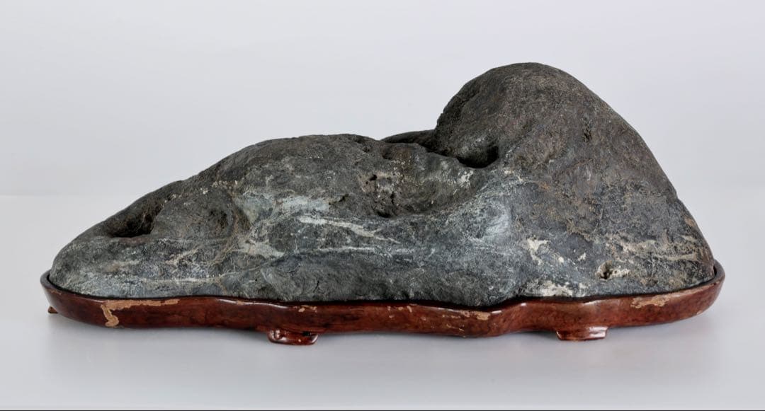 山景石 連山 遠山景 観賞石 5.1kg 台座付 水石 自然石 盆景 盆石 飾石