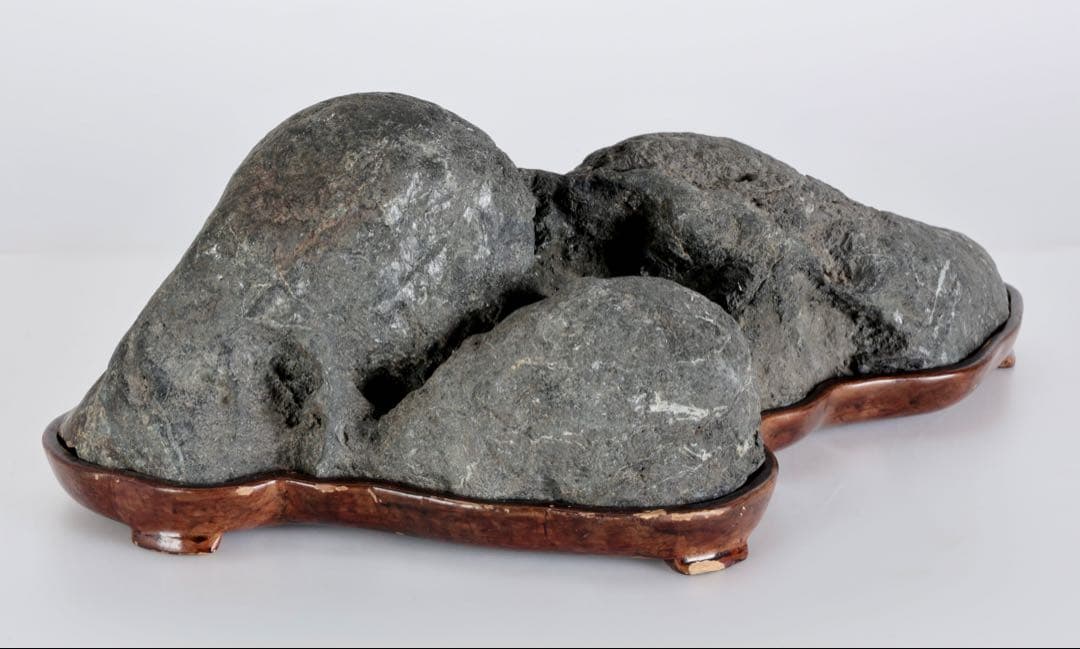 山景石 連山 遠山景 観賞石 5.1kg 台座付 水石 自然石 盆景 盆石 飾石