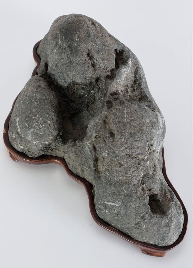 山景石 連山 遠山景 観賞石 5.1kg 台座付 水石 自然石 盆景 盆石 飾石