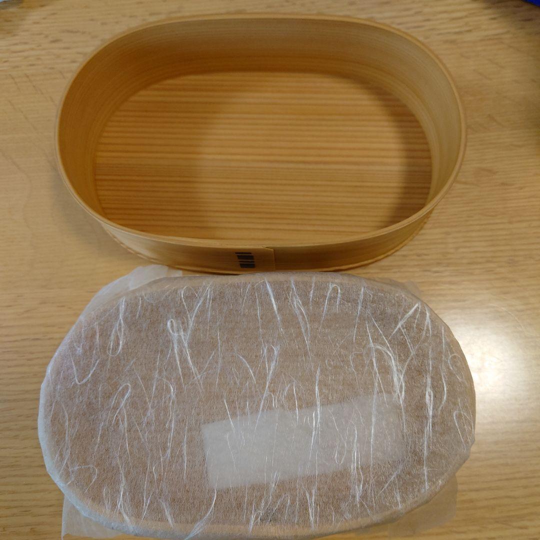 (未使用)秋田杉　曲げわっぱ　小判弁当　あずま袋付き
