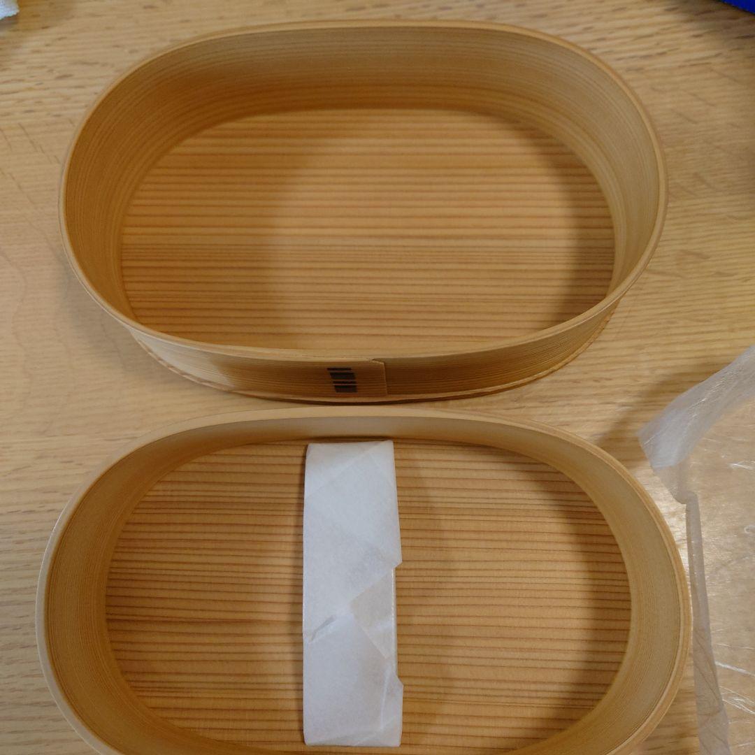 (未使用)秋田杉　曲げわっぱ　小判弁当　あずま袋付き