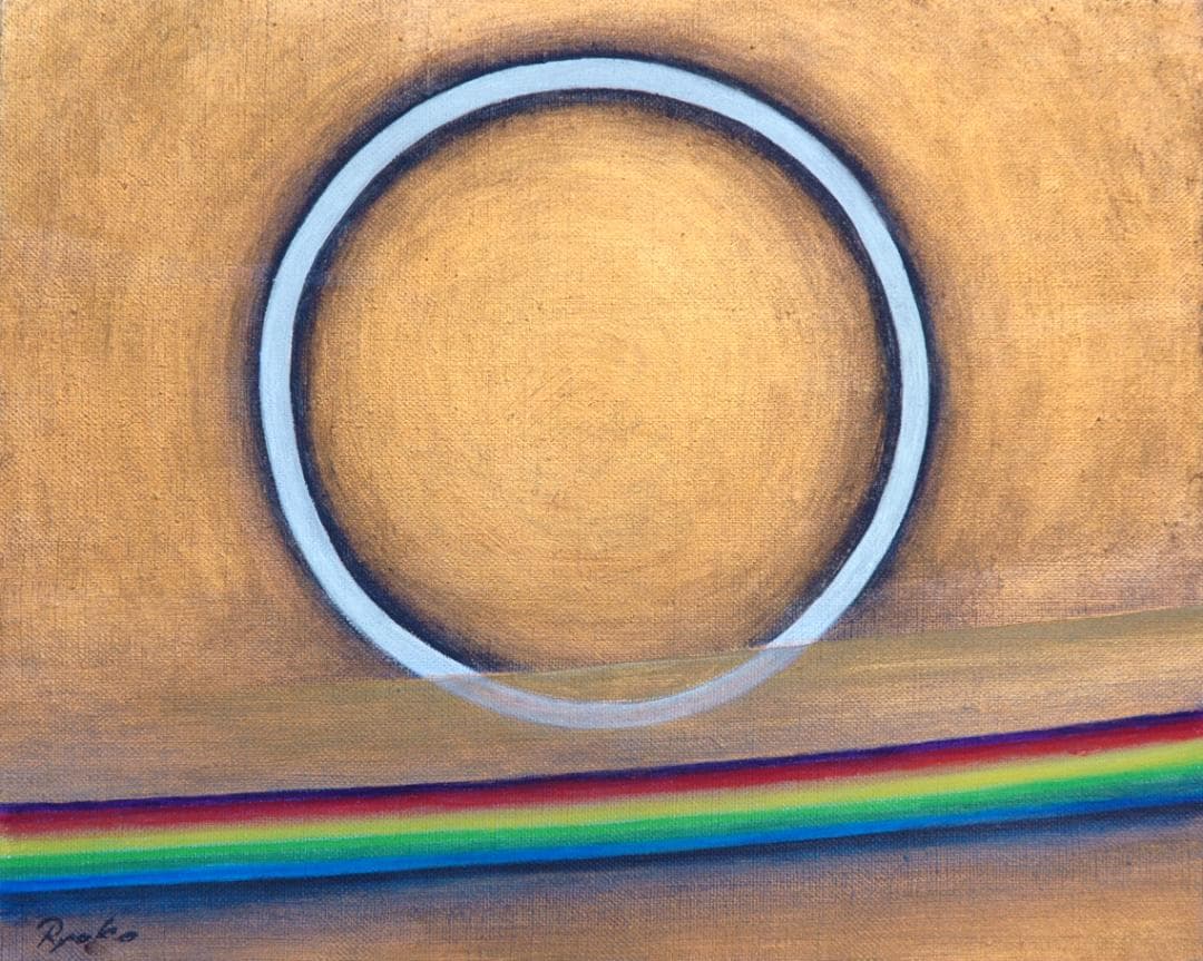 油絵 菅家令子 絵画インテリア額付(青緑＋金色の枠)F3-G142023祈り