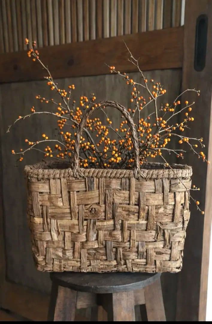 ✥天然素材ぶどう蔓 編み込み かごバッグ✥