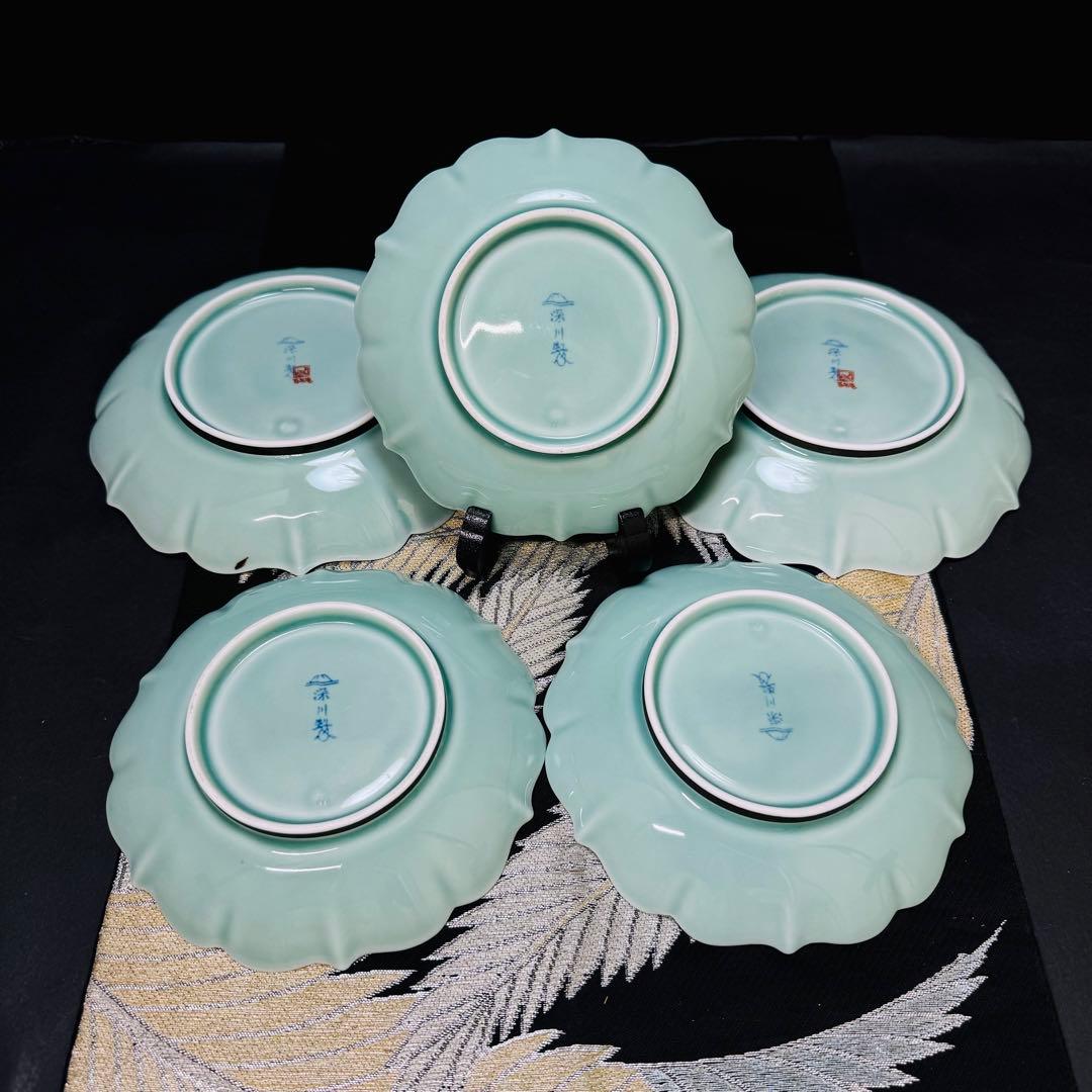 専用出品 深川製磁 百年庵 笹青磁 菊中割 中皿2点 - メルカリ