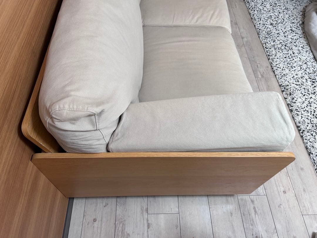 [しゅう]無印良品 廃盤希少品 オーク材突板2.5シーター北欧風ナチュラル