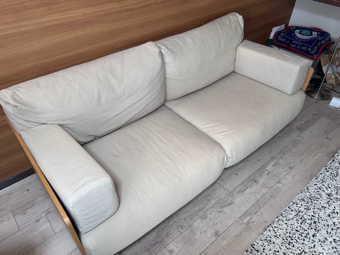 [しゅう]無印良品 廃盤希少品 オーク材突板2.5シーター北欧風ナチュラル