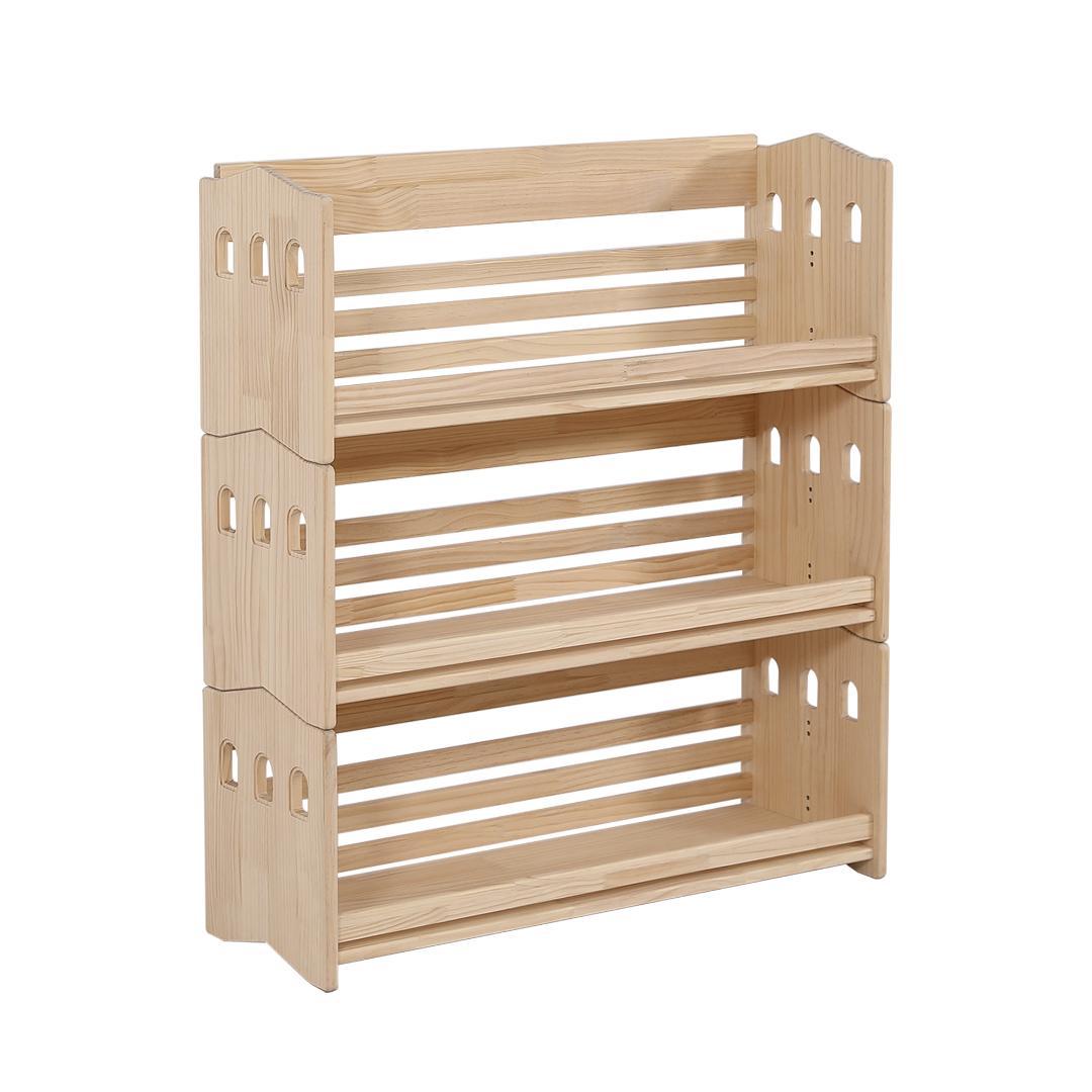 【新品】天然木製絵本棚 三段 スリム 組み合わせ自由