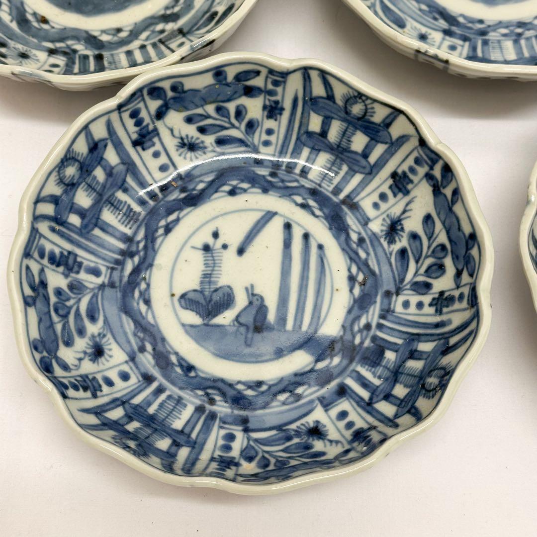 江戸後期 伊万里 染付 芙蓉 なます皿 5枚組 15.5cm