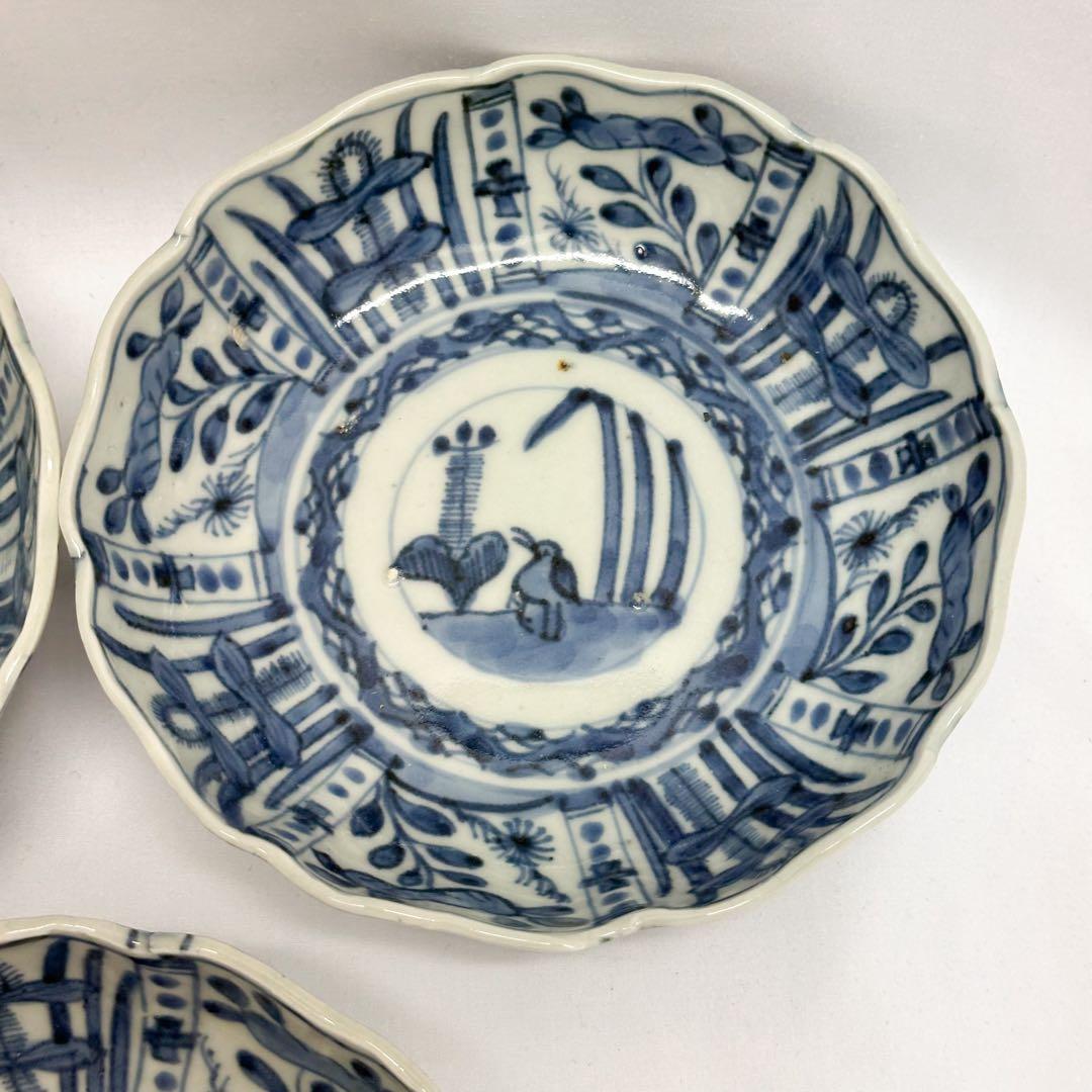 江戸後期 伊万里 染付 芙蓉 なます皿 5枚組 15.5cm