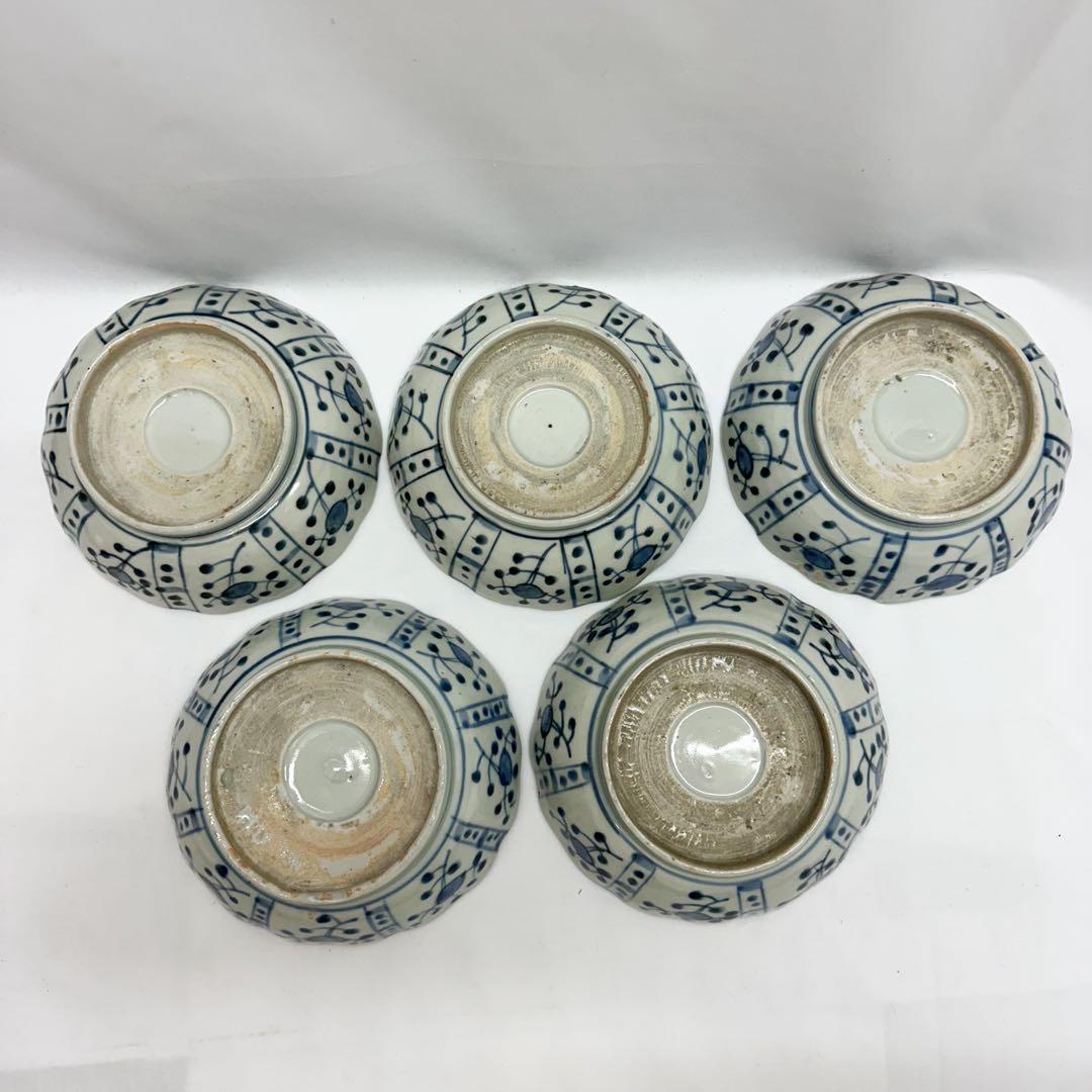 江戸後期 伊万里 染付 芙蓉 なます皿 5枚組 15.5cm