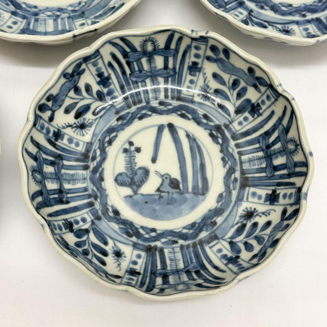 江戸後期 伊万里 染付 芙蓉 なます皿 5枚組 15.5cm