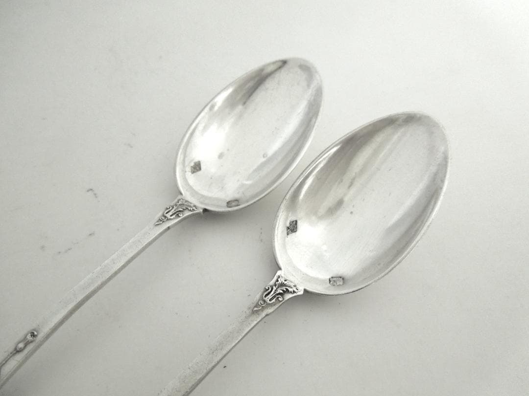 フランス　シルバースプーン2本　アールヌーボー　純銀