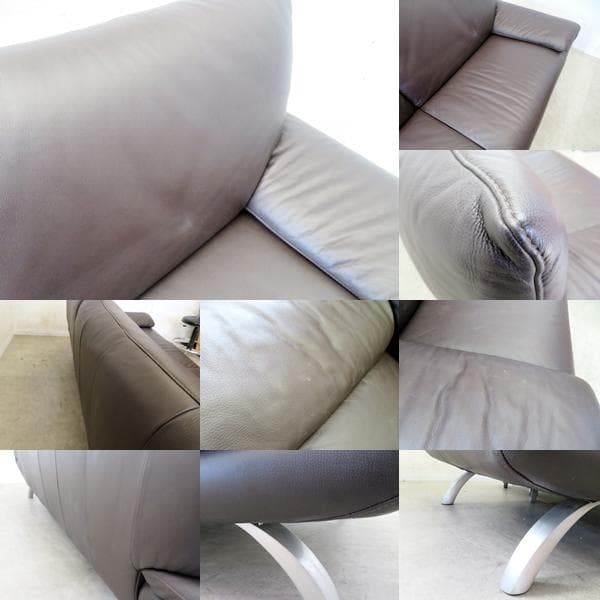 美品■IDC大塚家具L/Sコンフォート13■総革■3人掛けソファ■ブラウン■