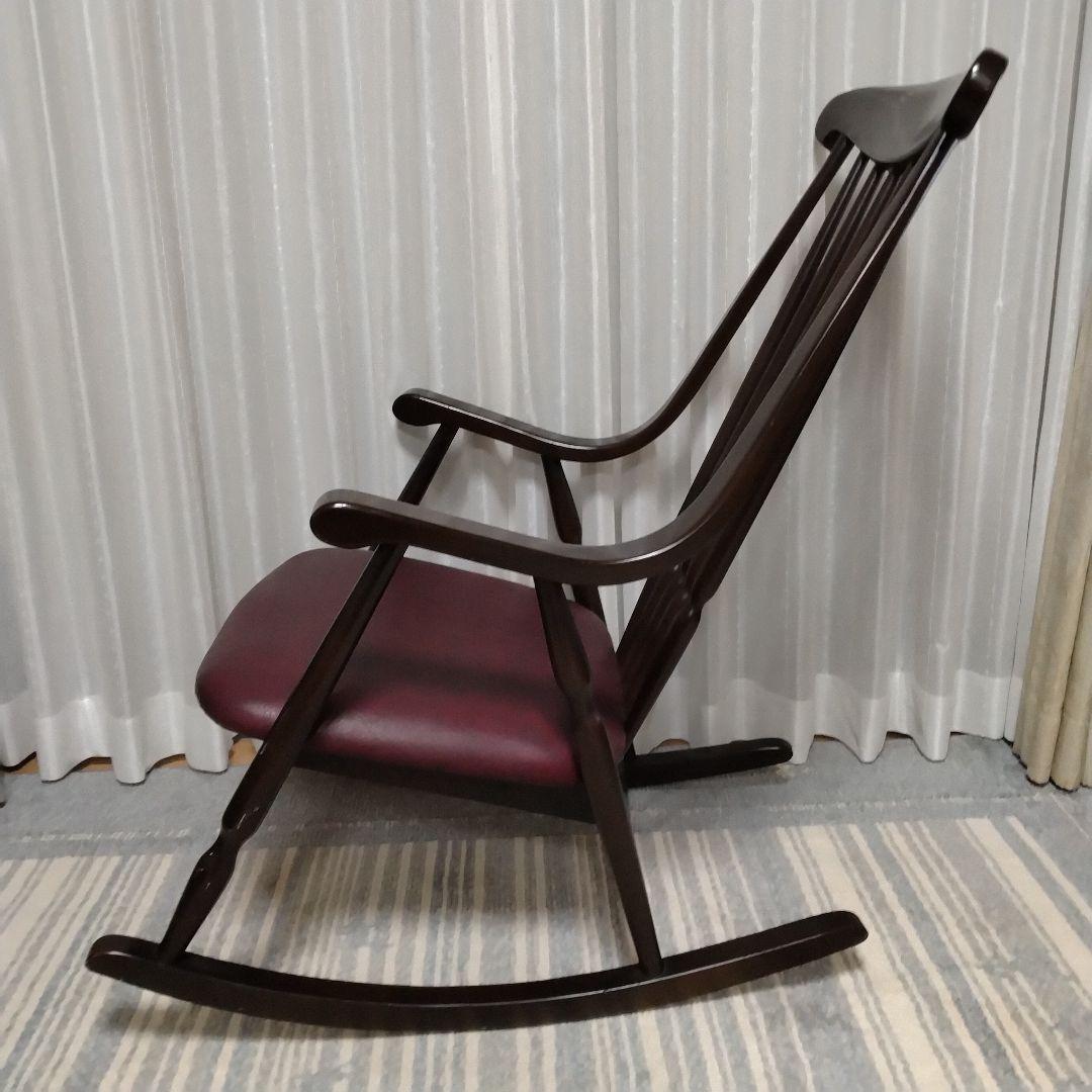 希少　ヴィンテージ　レトロ　鳥取家具　ロッキングチェア　ブラウン
