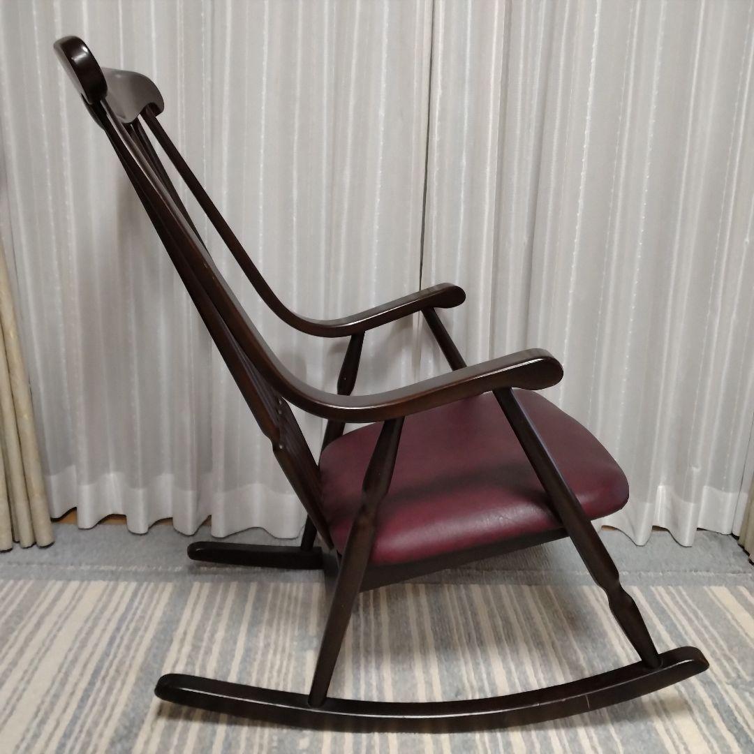 希少　ヴィンテージ　レトロ　鳥取家具　ロッキングチェア　ブラウン