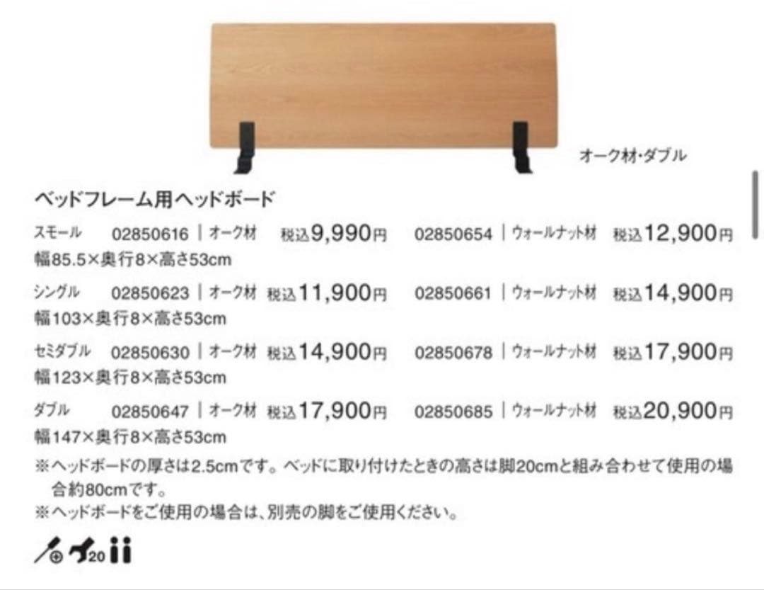 木製ベッドフレーム用ヘッドボード　シングル　2個セット