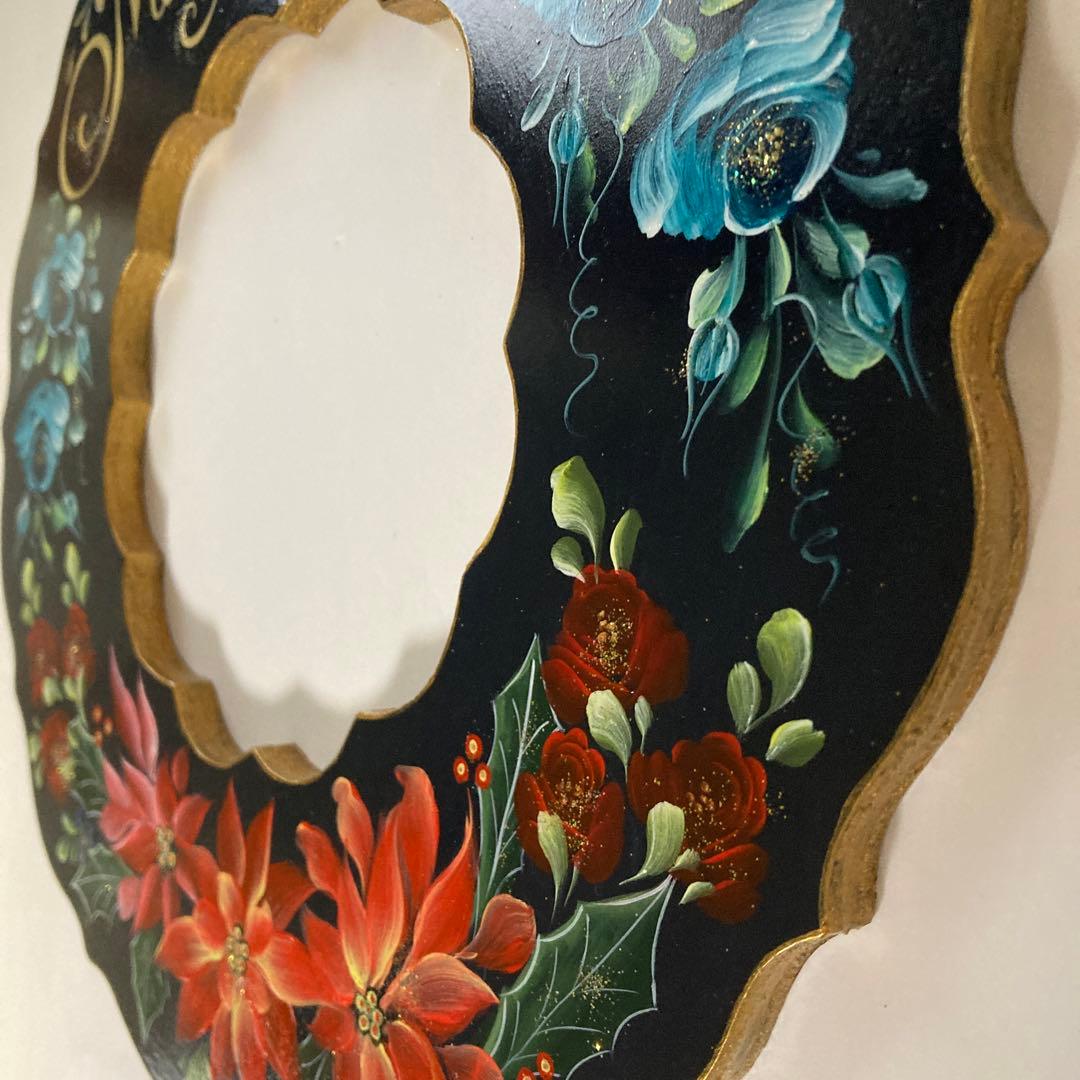 トールペイント作品 クリスマスリース 裏面デコパージュ - メルカリ